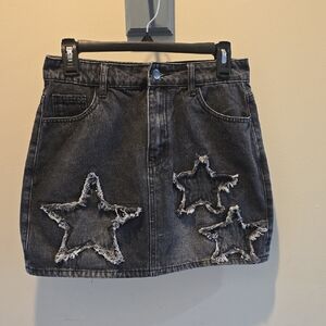 Hot Topic Charcoal Star-Embellished Midi Skirt